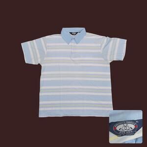 Vintage 80s Knightsbridge Pastel Striped Polo Shirt Mens XL Single Stitch
